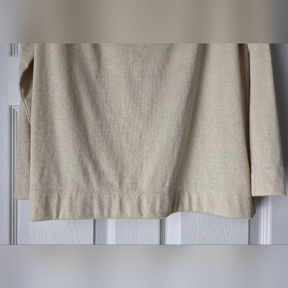 LOFT Cream Shimmery Off-Shoulder Blouse Size L - Picture 8 of 11